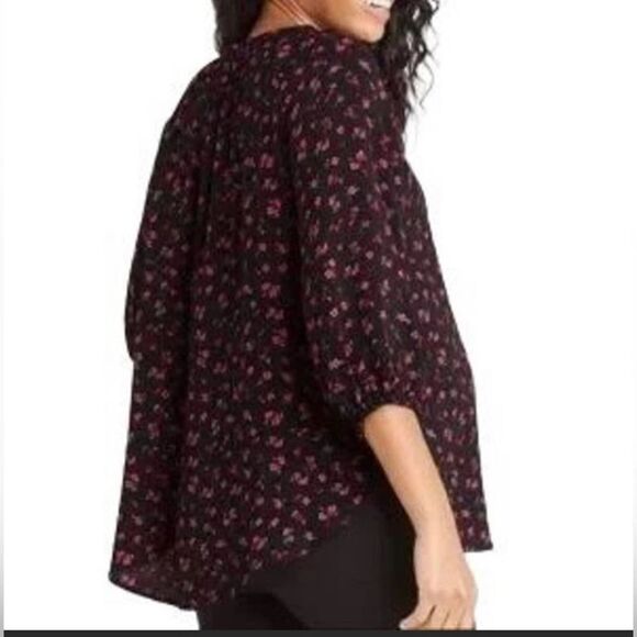 The Nines By HATCH 3/4 Sleeve Smockneck Button Down Maternity Top Size Small NWT - Picture 3 of 7